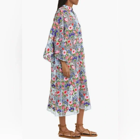 NWT $850 La Vie Style House Floral Open Stitch Long Sleeve Cover-Up Dress! - Picture 3 of 7